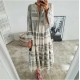 Autumn Women Dresses Summer Casual Loose Ruffle Long Sleeve V Neck Striped Print Bohemain Beach Long Maxi Dresses Femme Vestidos