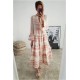 Autumn Women Dresses Summer Casual Loose Ruffle Long Sleeve V Neck Striped Print Bohemain Beach Long Maxi Dresses Femme Vestidos