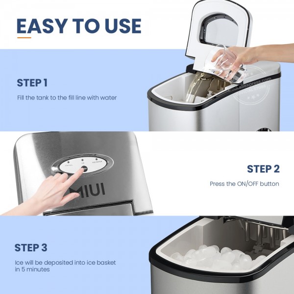 MIUI Ice Maker Machine  for Countertop, Portable Ice Cube Makers