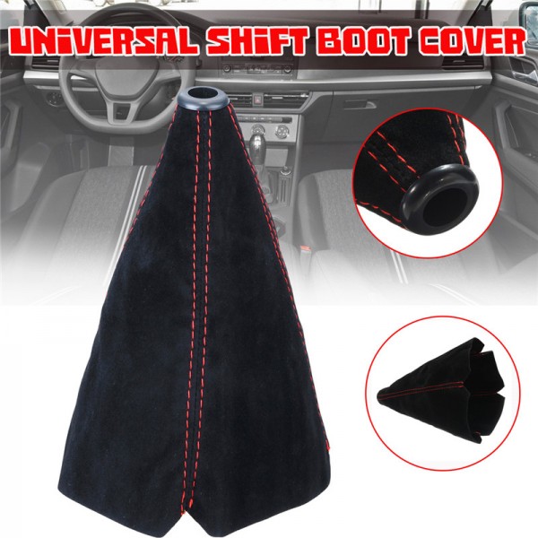 Coleiras do deslocamento de engrenagem do carro cobre vermelho/preto/amarelo/azul camurça couro do plutônio engrenagem vara shifter knob capa boot gaiter