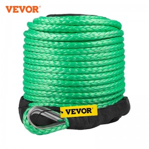 VEVOR Winch Rope Synthetic UHMWPE Fiber  Extension 100 FT/30m Length 12000LBS Capacity With Protective Sleeve for Electric Winch