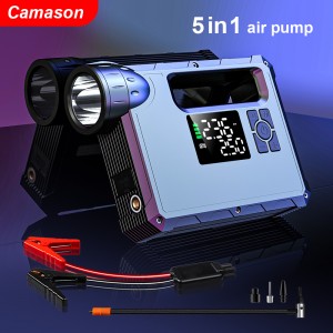 portable air compressor car motorcycle Bicycle Tire pump tyre mattress Balloon inflator with jump starter flashlight power bank