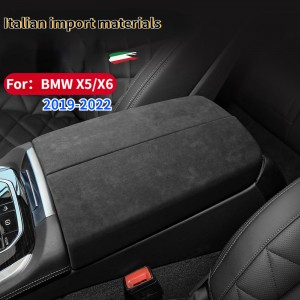 Super flanela para bmw x5 x6 g05 g06 2019-2022 guarnição interior acessórios do carro console central apoio de braço esteira estilo do carro camurça abs