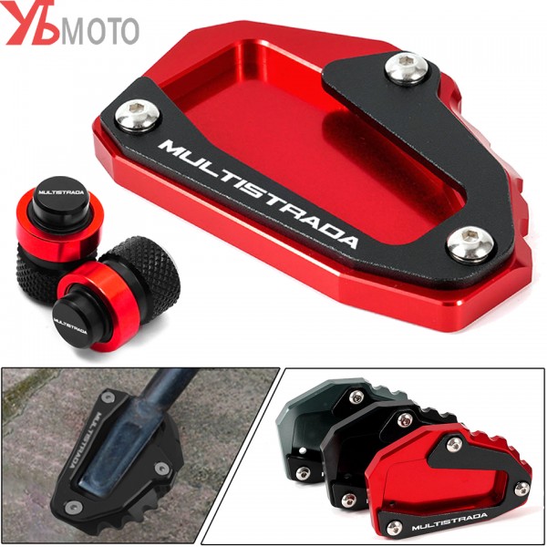 Motocicleta Kickstand Side Stand Extensão Pad Tampas Da Válvula Para DUCATI Multistrada 950 1100 1260 1200 S GT 1200 S Acessórios