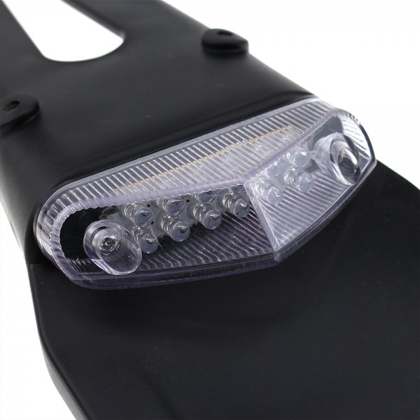 Suporte traseiro da placa de licença da motocicleta fender com 12v led lanterna traseira lâmpada de freio universal para enduro bicicleta fora de estrada