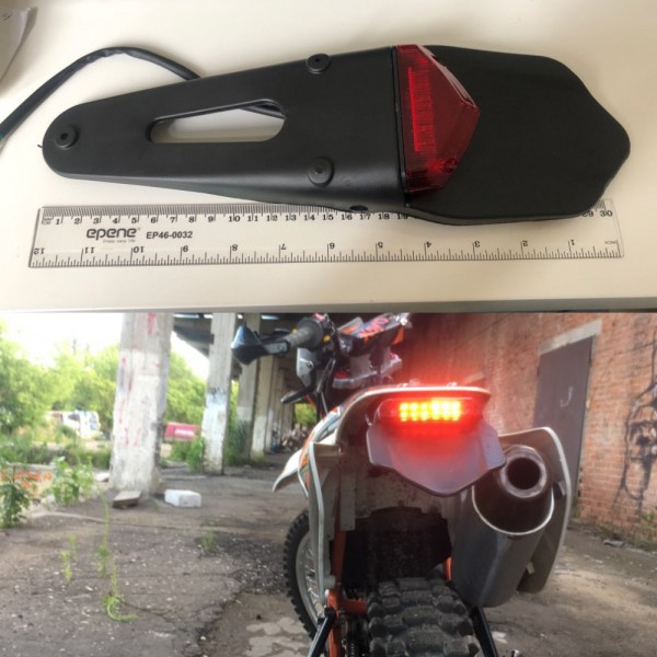 Suporte traseiro da placa de licença da motocicleta fender com 12v led lanterna traseira lâmpada de freio universal para enduro bicicleta fora de estrada