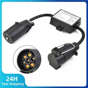 USA To EU Trailer Light Converter US Vehicle 7-Pole RV Blade Socket To European Trailer EU 7-Pin Round Plug Connector