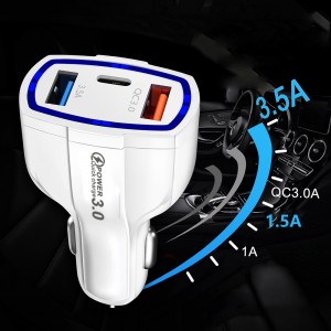 ORZERHOME USB Car Charger PD Quick Charge 3.0 Dual Port USB Type C Fast Charging Car Phone Charger For iPhone Xiaomi Samsung