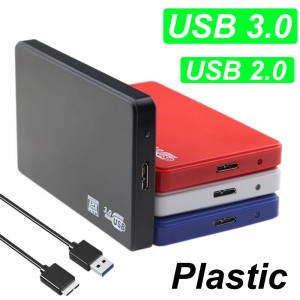 Plastic 2.5" SATA to USB 3.0/2.0 HDD Enclosure Mobile Hard Drive Disk Cases For SSD External Storage HDD Box USB Cable ABS