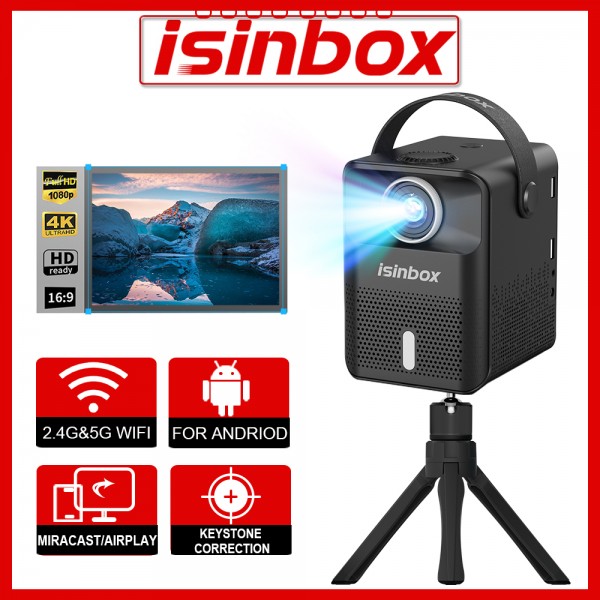 ISINBOX X8 Mini Portable Projector With Screens Android 5G WIFI Home Theater Cinema Projector Support 1080P Video LED Projectors