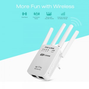 PIXLINK AC1200 WIFI Repeater/Router/Access Point AP Wireless Range Extender Wi-Fi Signal Amplifier with 4 External Antennas