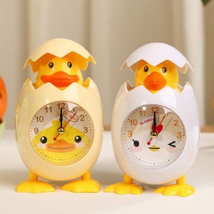 Cartoon Eggshell Chick Alarm Clock Battery Powered Table Bedside Mini Clock Ornaments for Kids Bedroom Great Gifts for Children