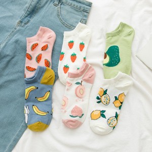 2021 Summer New Women's Socks Short Colorful Sox Cotton Socks Fruits Fashion Socks Girls Banana Lemon WaterMelon Boat Socks