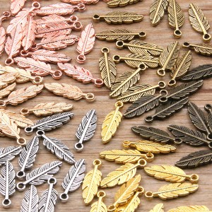 80Pcs 2023 New 5*15mm 9 Color Metal Zinc Alloy Two-sided MINI Leaves Charms Fit Jewelry Plant Pendant Makings DIY Handmade Craft