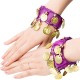 1 Pair 11 colors Belly Dance Wrist Ankle Cuffs Bracelets Chiffon Gold Coin Belly Dance Costume Accessory Rattle bracelet