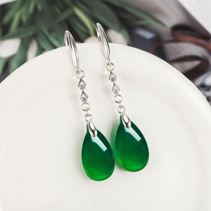 Green Emerald Jewelry Peridot  925 Earrings for Women Silver 925 Jewelry Korean Bizuteria Aros Mujer Oreja Drop Orecchini