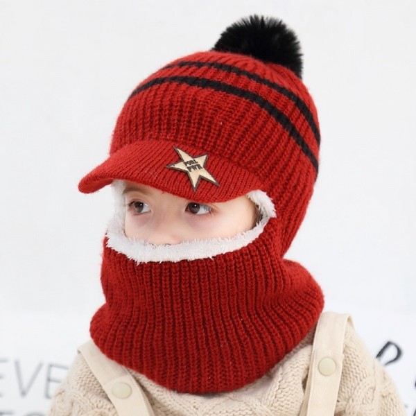 2022 Winter Children's Hat Plus Velvet Warm Hat Scarf One Boy Woolen Cap Face Protection Bib Baby Hat Winter Hats for Girl Cap