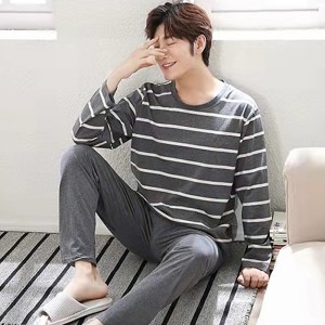 Mens Pajamas Letter Striped Casual Soft Sleepwear Cartoon Breath Pajama Sets Sleep&Lounge Pyjamas Spring Autumn Comfort Homewear