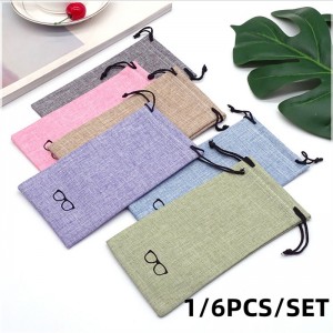 1/6PCS/SET Glasses Case Sunglasses Bag Dust Proof Pouch Pocket Soft Linen Drawstring Microfiber Glasses Carry Eyewear Container