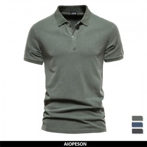 AIOPESON 100% Cotton Solid Color Men's Polo Shirts Casual Short Sleeve Turndown Men's Shirts Fashion Streetwear Polos for Men