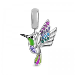 925 Sterling Silver Hummingbird Pendant Dangle Charm Fit Original Pan Charm Bracelets Jewelry Berloque