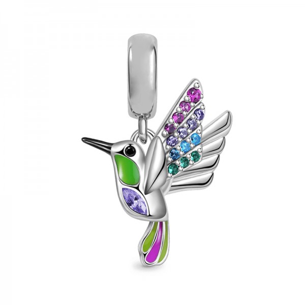 925 Sterling Silver Hummingbird Pendant Dangle Charm Fit Original Pan Charm Bracelets Jewelry Berloque