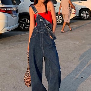 Women's Jeans Y2K Korean Fashion Overalls Women Denim Autumn Loose Wide Leg Pant Vintage Female Blue Baggy Pants Aesthetic