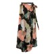 Fashion Cotton Women Floral Print Skirt Side Tie  Beach Skirts Summer High Waist Wrap Flower Long Skirt With Slit