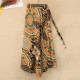 Fashion Cotton Women Floral Print Skirt Side Tie  Beach Skirts Summer High Waist Wrap Flower Long Skirt With Slit