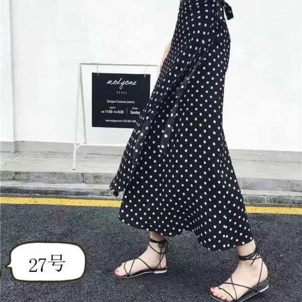 Fashion Cotton Women Floral Print Skirt Side Tie  Beach Skirts Summer High Waist Wrap Flower Long Skirt With Slit