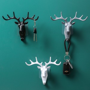 Wall Hanging Key Hanger Hooks Adhesive Coat Hook Deer Head Antlers Display Racks Keys Hang On The Wall Storage Hangers