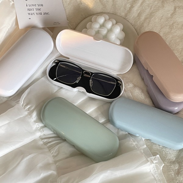 Cream Colored Glasses Case Women Portable Cute Sunglasses Myopia Glasses Storage Box Travel Glasses Protective Organizer