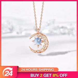 Charm Necklace Luxury Delicate Star Moon Jewelry Gifts Rhinestone Chain Necklace Elegant Clavicle Chain Necklace Fashion