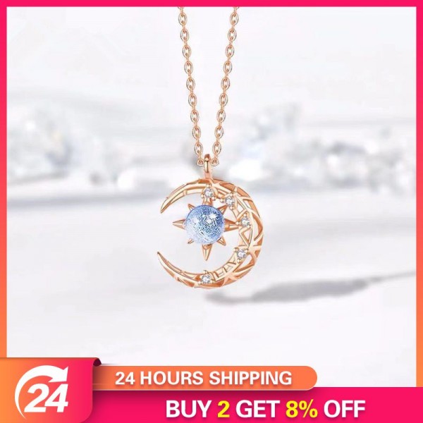 Charm Necklace Luxury Delicate Star Moon Jewelry Gifts Rhinestone Chain Necklace Elegant Clavicle Chain Necklace Fashion