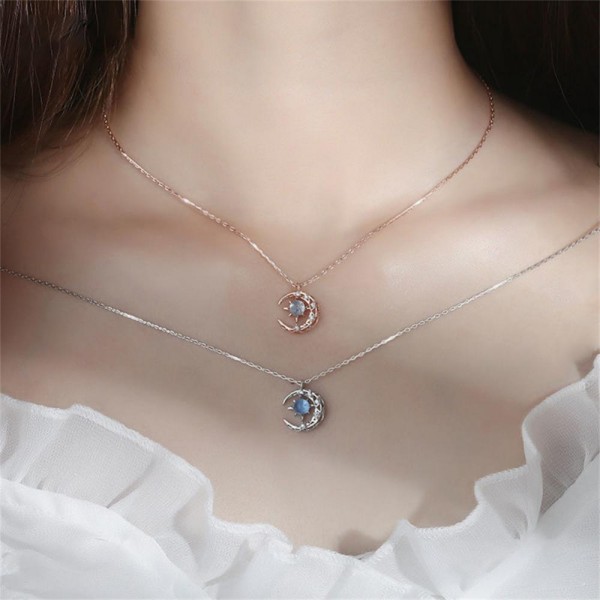 Charm Necklace Luxury Delicate Star Moon Jewelry Gifts Rhinestone Chain Necklace Elegant Clavicle Chain Necklace Fashion