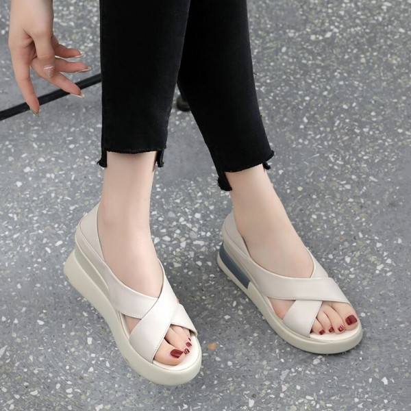 Muffin Bag Heel Sandals Women Summer New High-heeled Fashion Outer Wear Wedge-heeled Thick-soled Comfortable Women's Shoes