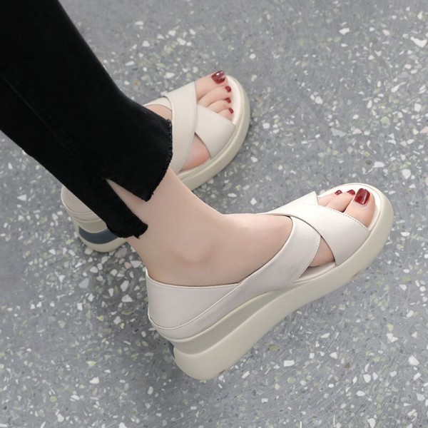 Muffin Bag Heel Sandals Women Summer New High-heeled Fashion Outer Wear Wedge-heeled Thick-soled Comfortable Women's Shoes