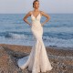 Ramanda Simple Sleeveless Beach Wedding Dress 2023 Spaghetti Straps V-Neck Bridal Gowns Lace Appliques Backless Robe De Mariée