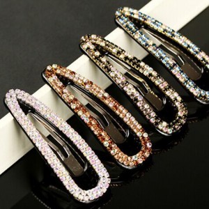 Women's cospay Korean Headwear Trumpet BB Mix Rhinestone Hairpin Fringe Clip Hollow Out Edge Clamp Lovely Dia-mond Hair Decorate