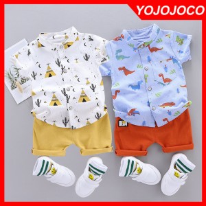 Cute Baby Boy Clothes 0-4Y Summer Set New Cartoon Dinosaur Print Short Sleeve Shirt + Pants for 1 2 3 4 Years Kid Toddler Outfit