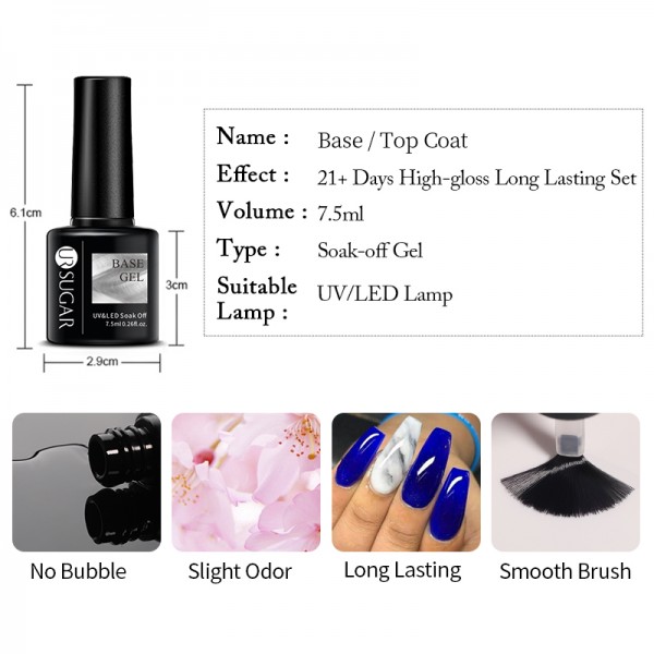 UR SUGAR 7.5ml Base Top Coat Gel Nail Polish UV Soak off Varnish Semi Permanent Nail Art Manicure Gel Varnish Matte Top Coat