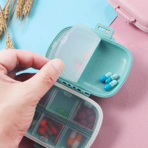 Portable Eight-Grid Sub-Packing Large Capacity Pill Box Sealed Moisture-Proof Pill Storage Box Folding Two-Layer Waterproof Pill