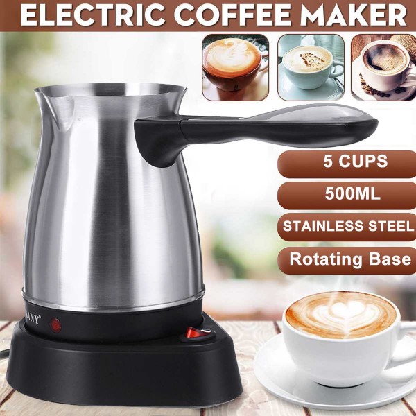 220V Coffee Make 500ml Stainless Steel Separated Italian Mocha Pot Greek Turkish Electric Coffee Pot Portable Espresso Machine