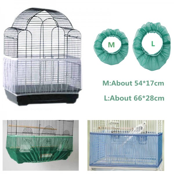 Nylon Mesh Bird Cage Cover Shell Skirt Net Easy Cleaning Seed Catcher Guard Bird Cage Accessories Airy Mesh Parrot Bird Cage Net