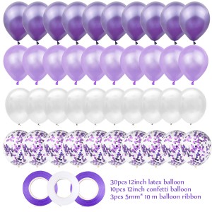 40pcs 12inch Purple Latex Air Helium Balloons Baby Girl Birthday Party Decorations Kids Mermaid Adults Wedding