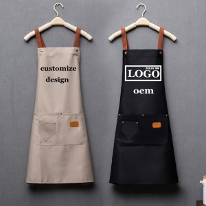 Customized personality logo signature men's and women's kitchen aprons home chef baking clothes with pockets adult bib waist bag