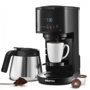 Gourmia 2-in-1 Single-Serve, K-Cup Pod Compatible + 12-Cup Coffee Maker, with Thermal Carafe