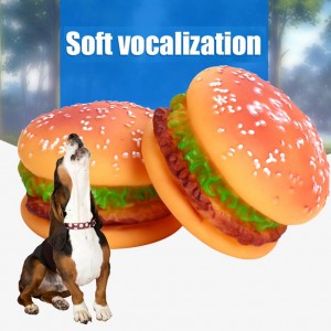 Squeeze Pet Toy Dog Chew Toy High Elasticity Making Sound Mini Hamburger Toy Vinyl Squeaky for Home