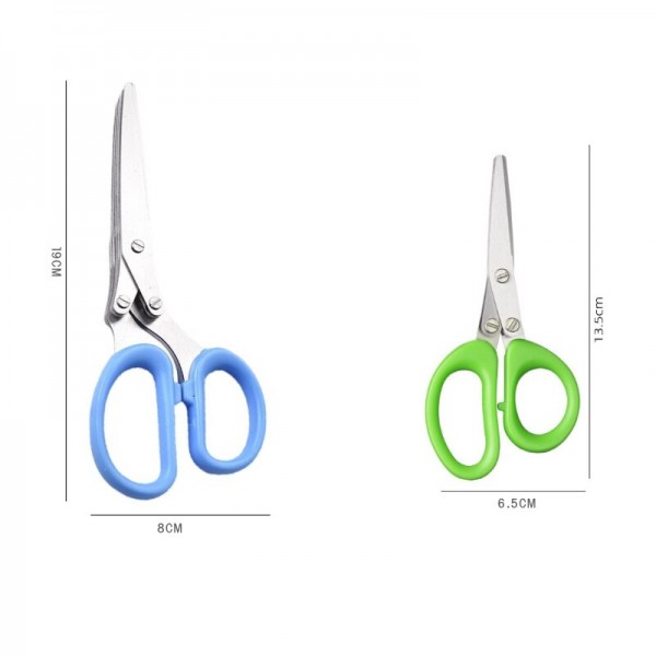 Multifunctional Muti Layers Stainless Steel Knives Kitchen Scissors Scallion Cutter Herb Laver Spices Cook Cut Scissor