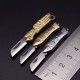 Mini Pocket Knife Brass Keychain Folding Multifunctional Stainless Steel Knife Cleaver Blade Cutter Gift Outdoor Self-Defense